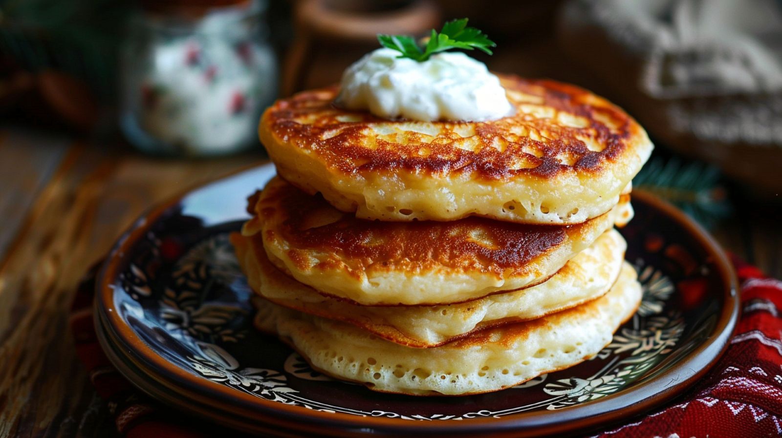 Cottage Cheese Pancakes with Garlic at Chebureky House